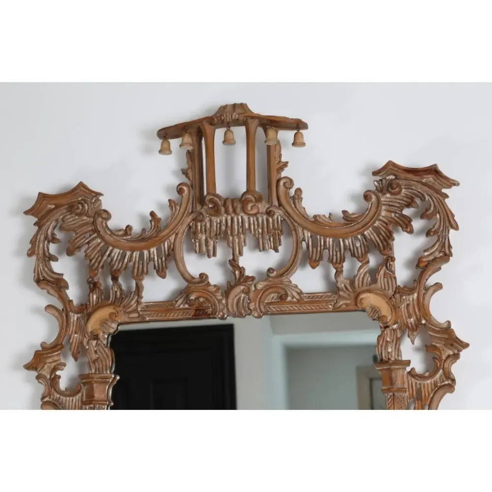 Vintage La Barge Italian Hand Carved Solid Wood Wall Mirror Ornate Florentine